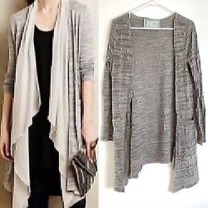 SATURDAY SUNDAY ANTHROPOLOGIE ANTHRO Eagan Cardigan Gray Open Long Sweater READ